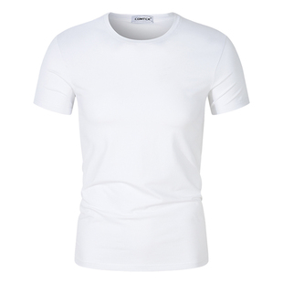 纯色纯白打底衫高品质高端纯棉弹力百搭简单修身男装短袖t恤休闲t