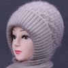 帽子女冬季中老年妈妈加绒加厚针织毛线帽，围巾保暖一体风雪帽棉帽