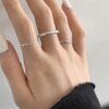 s925纯银戒指女款个性，时尚超细纹理微镶锆石镂空细戒单圈叠带指环