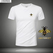 香港高级感小蜜蜂印花夏季短袖，t恤男圆领，体恤大码莫代尔纯棉t