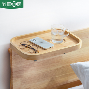 床头置物架卧室实木投影仪，床边架免打孔床上收纳架子创意置物隔板