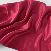 枣红色 进口琉璃低调奢华弹力丝麻缎亚麻时装面料棉麻服装布料