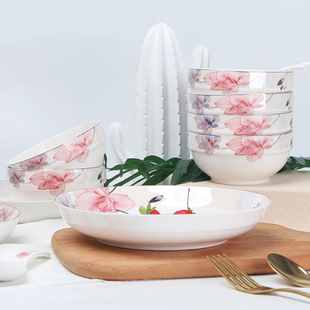 敏杨碗碟套装 和谐汤碗面碗陶瓷厨房饭碗中式家用碗盘餐具