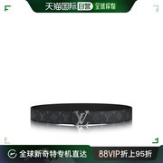 欧洲直邮louisvuitton路易威登男士腰带皮带，黑色老花帆布拼牛皮