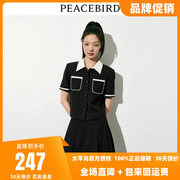 太平鸟短袖小香风外套，女薄款2023夏装黑色，气质短款高级感上衣奥莱