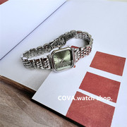 cova高级感简约气质经典小众方形，钢带手表女轻奢时尚精致石英女表
