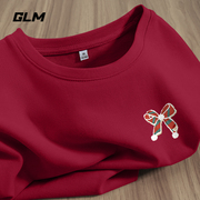 GLM圆领短袖宽松女款T恤春秋红色本命年打底内搭上衣