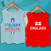 意大利西班牙丹麦队欧洲杯足球迷服无袖T恤衫男女儿童装学生背心