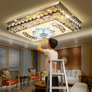 客厅灯2024年长方形水晶灯轻奢现代简约卧室灯led吸顶灯灯具