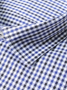 纯棉短袖衬衫男蓝色格子，普洛克24夏商务，薄款舒适半袖衬衣