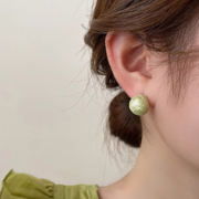 韩国滴釉绿色耳钉，女纯银小众设计高级感耳饰2024年耳环