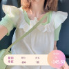 freshtaro 青苹果+奶油米套装 针织短袖和小飞袖花边肌理感连衣裙