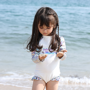Momasong泳衣女款儿童洋气防晒网红长袖女童美人鱼女孩2023