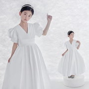 儿童摄影服装白公主裙简约风格影楼女宝宝大童艺术照拍照服饰道具