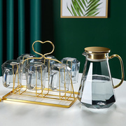 家用高级感钻石玻璃杯子茶水杯，水壶套装带把手轻奢客厅喝水杯家庭