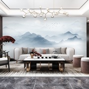 新中式水墨画墙纸办公室，酒店饭店壁画古典抽象艺术电视背景墙壁纸