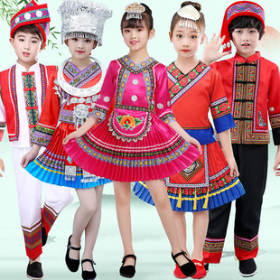 男女儿童少数民族舞蹈演出服装苗族广西三月三壮族土家族彝族瑶族