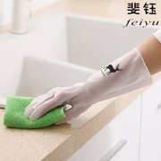 加厚加绒耐用型丁腈橡胶手套女家务塑胶家用厨房洗碗洗衣服防水
