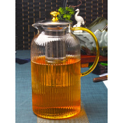超大玻璃茶壶大容量泡茶壶耐高温家用餐厅专用茶水，分离热水网红壶