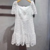 mjixooni2024夏季法式收腰显瘦中长款白色蕾丝连衣裙022093