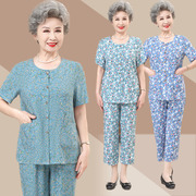 中老年妈妈夏装棉绸开衫套装老奶奶70-80-90岁妈妈装高档衣服