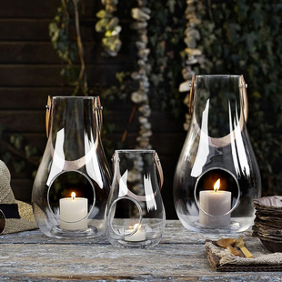 欧式烛台摆件蜡烛家用西餐浪漫玻璃提灯现代简约样板间烛杯装饰品