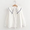 日系海军领娃娃领白色衬衫女2023春秋学院风甜美减龄长袖衬衣