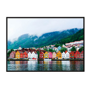 挪威森林风景装饰画海边彩色建筑晶I瓷画公司茶水间会客室单