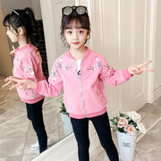 女童绣花外套2020春秋薄款4-13岁儿童韩版洋气网红短款夹克衫