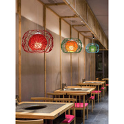 现代简约餐厅咖啡厅火锅店奶茶店创意吊灯个性阳台黑白色铁艺灯罩
