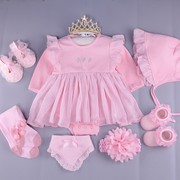 新生儿衣服纯棉婴儿裙子0-1岁秋季女宝宝长袖连衣裙满月百天公主