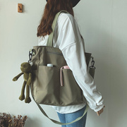 日本防水帆布包女夏单肩布袋，包包女大容量书包，女大学生斜挎包百搭