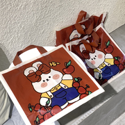 红色小兔子手提袋可爱童装包装袋新年袋加厚塑料服装购物袋