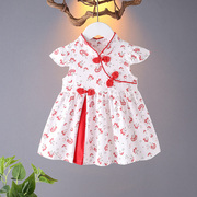 宝宝连衣裙纯棉婴儿唐装旗袍裙，中国风夏装0-1-2-3岁儿童女童裙子4