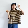 hewu和物原创设计女装蓝染，染色中性韩国棉麻条纹宽松短款t恤