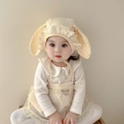 婴儿帽子春夏兔耳朵新生儿，囟门婴幼儿女，宝宝可爱花边帽宝宝胎帽