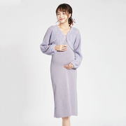 日系甜美孕妇装，两件套孕期吊带连衣裙，针织套装春秋时尚外套