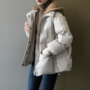 法式2023冬季羽绒棉服女减龄，重工毛线帽韩版外套，女加厚保暖潮