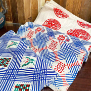 中国风上海手织布碎花布纯棉老布喜字印花图案土布组DIR布料面料