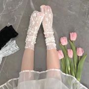 白色蕾丝袜子女夏季薄款中筒袜花边短袜网红搭配玛丽珍堆堆袜夏天