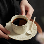 欧式浮雕陶瓷咖啡杯套装，精致复古早餐杯牛奶杯，下午茶杯子杯碟组合