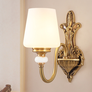 欧式壁灯卧室床头灯美式客厅背景墙墙灯简欧复古高级轻奢全铜灯具