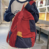 日系复古大容量双肩包女初中高中学生书包男ins小众设计撞色背包