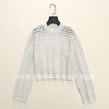 40255瑞典单~垂感镂空宽松短款长袖圆领套头针织衫毛衣上衣女0.5