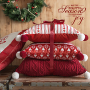 UARA新年红色抱枕客厅沙发办公室床头靠背垫腰靠抱方形枕套不含芯