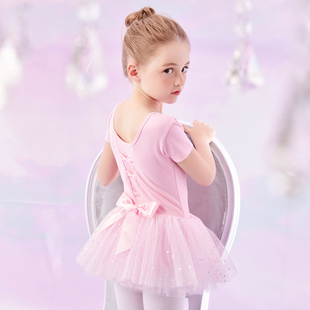 舞蹈服儿童女童芭蕾舞裙短袖幼儿，中国舞夏季跳舞裙服装练功服纱裙