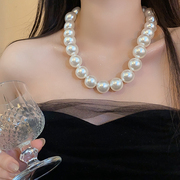 夸张大珍珠项链2024高级感装饰锁骨链，颈链小众礼服配饰女