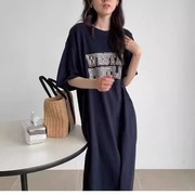 大码运动上衣女宽松胖mm速干T恤瑜伽短袖夏加长款过膝跑步健身服