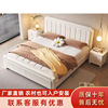 奶油风白色实木床现代简约主卧双人床1.8米1.5米储物高箱大床