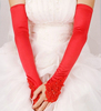 新娘加长手套配婚纱礼服，袖套白色绣花红色勾指长款晚装旗袍低价